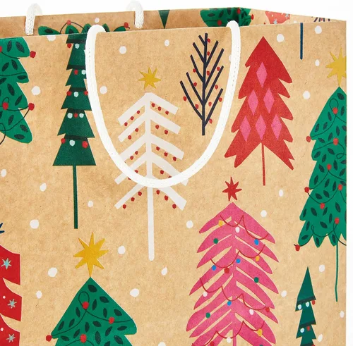 Miniatura 5 de Hallmark Bolsas de regalo navideñas (8 bolsas: 3 pequeñas de 6 pulgadas, 3 medianas de 9 pulgadas, 2 grandes de 13 pulgadas), papel kraft reciclable