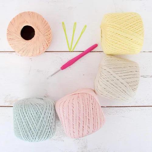 Miniatura 21 de Threadart - Juego de hilos de ganchillo de algodón 100% puro, tamaño 3, colores de ambiente de playa, cuatro bolas de 1.76 oz