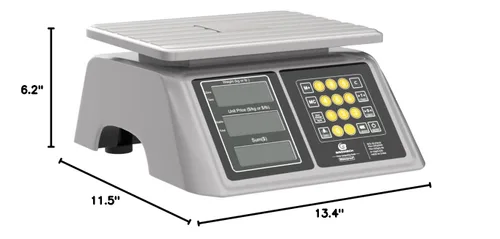 Miniatura 10 de Báscula comercial impermeable para alimentos de 66 libras con cálculo de precios, báscula digital recargable para carne, mariscos, productos