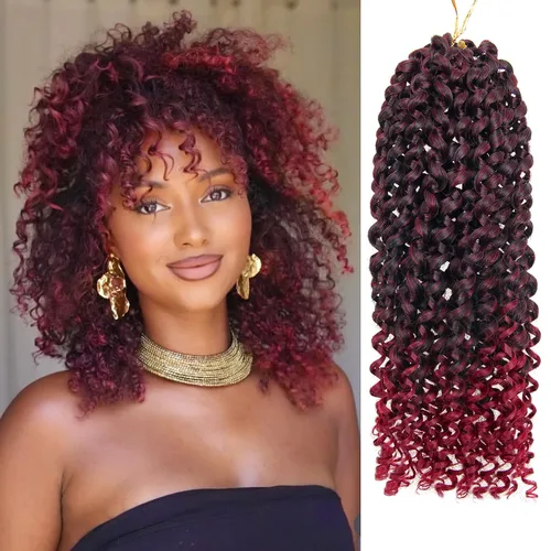 Miniatura 24 de 8 Paquetes de Cabello Rizado con Ganchillo GoGo, Cabello Rizado con Ganchillo para Mujeres Negras, Trenzado de Onda Profunda, Cabello Sintético