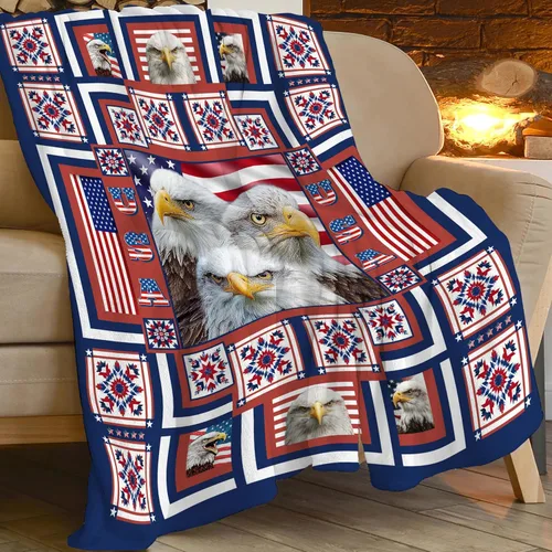 Miniatura 8 de Manta de águila con la bandera estadounidense y águila calva, regalos para niños, niñas, niños, adultos, mujeres y hombres, suave, acogedora, cálida