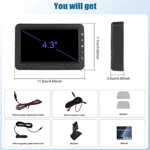 Miniatura 3 de Cámara de respaldo para camión, automóvil, IP68, impermeable, visión nocturna, líneas de rejilla para automóviles, caravanas, camiones, tractores