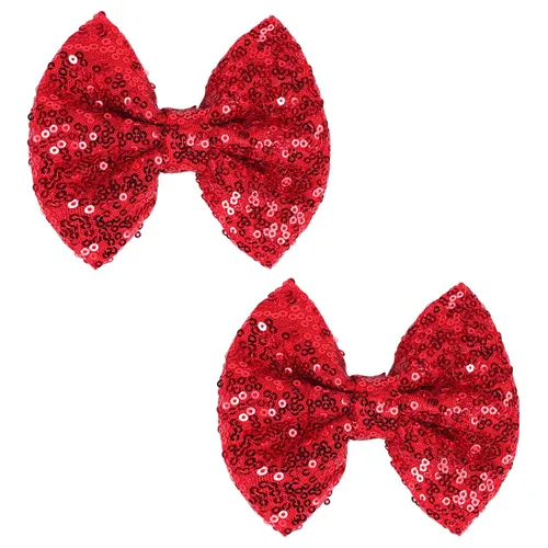 Miniatura 6 de Love Fairy - Horquilla con lazo con brillantina, una pinza para el cabello con lazo de lentejuelas brillantes, 5 pulgadas, perfecta para niñas, Negro