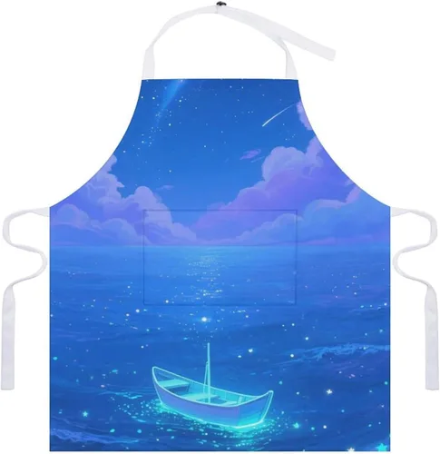Miniatura 7 de MUSM Apron for Adults - 27.6 X 31.5 Inch, Heavy-Duty Polyester Aprons with Two Large Pockets, Waterproof Fluorescent Sea Kitchen Apron for Cooking