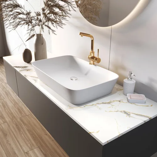 Miniatura 6 de LACHEERY Papel tapiz grueso de mármol blanco para despegar y pegar, papel tapiz blanco y dorado para cocina, papel de pared para encimera, papel