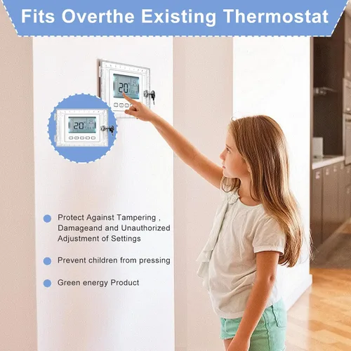 Miniatura 7 de Caja de bloqueo de termostato universal con llave, protector de termostato grande transparente para pared, cubierta de termostato con cerradura