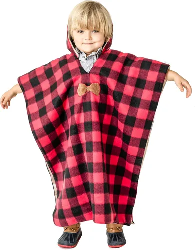 Birdy Boutique Poncho para asiento de automóvil para niños, manta cálida reversible con capucha, seguro de usar sobre cinturones de seguridad, fácil