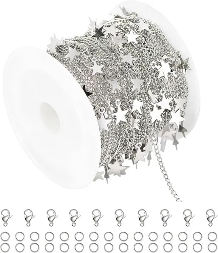 Miniatura 10 de YOUBEIYEE Cadenas de cuentas de cristal azul para hacer joyas, collar de plata de cristal colgante, cadenas para el tobillo, cadenas de bricolaje a