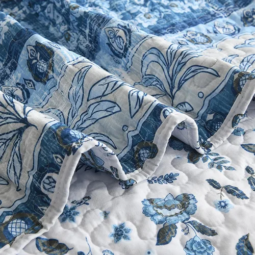 Miniatura 5 de HORIMOTE HOME Juego de edredón bohemio tamaño individual, color azul, bohemio, floral, suave, ligero, para todas las estaciones, colcha de granja
