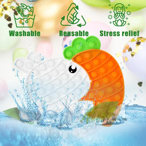 Miniatura 4 de Juguete sensorial para ansiedad de conejo de Pascua, juguete sensorial de burbujas para reventar burbujas, rompecabezas popper, regalos de Pascua