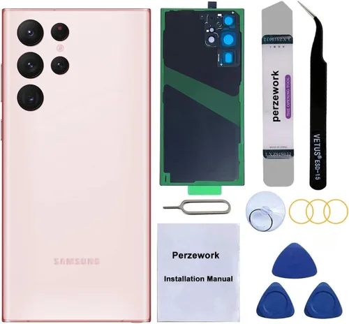 Miniatura 12 de Reemplazo de cristal trasero trasero para Samsung Galaxy S22 Ultra 6.8 pulgadas 5G con kit de herramientas de reparación y adhesivo preinstalado