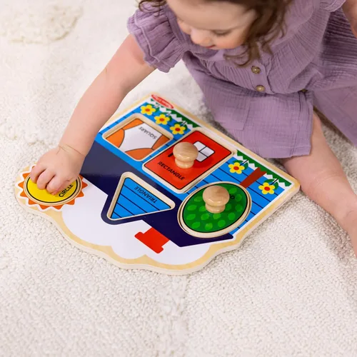 Miniatura 3 de Melissa & Doug First Shapes - Rompecabezas de pomo jumbo con formas, rompecabezas de clavijas de madera para niños pequeños, juguete educativo