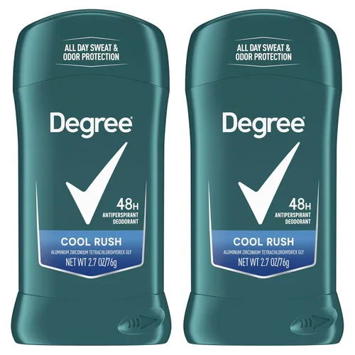 Degree Desodorante antitranspirante original para hombre, paquete doble Cool Rush, protección contra el sudor y el olor, antitranspirante para
