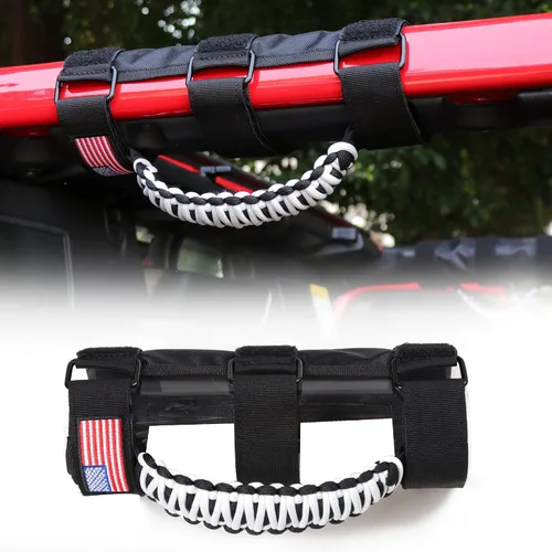 Miniatura 8 de sukemichi Manijas de agarre de la barra de rodillo para accesorios de Jeep Wrangler TJ JK JL Gladiator JT UTV ATV - Hebilla de metal de Blanco