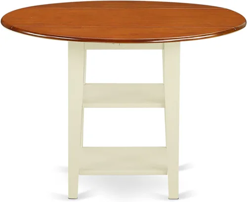 Miniatura 4 de East West Furniture SUPL3-BMK-C - Juego de mesa de comedor de 3 piezas contiene una mesa de comedor redonda con gotas y estantes y 2 sillas