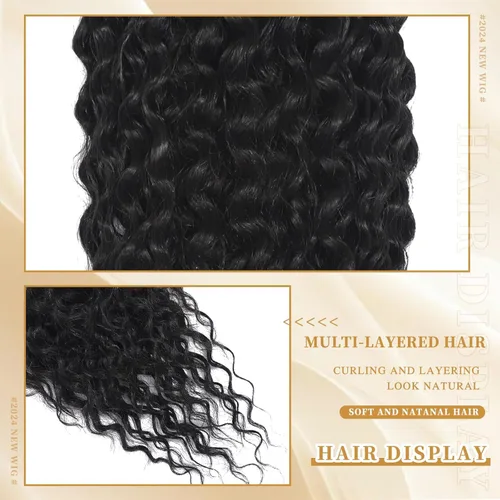 Miniatura 5 de Matriarchs Extensión de cola de caballo corta y rizada con cordón para mujer, pieza de cabello sintético largo afro rizado esponjoso para uso diario
