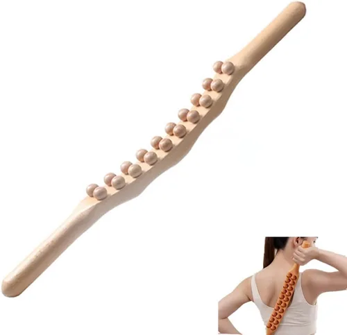 Miniatura 13 de Herramientas de masaje de madera Gua Sha, herramienta de paleta de drenaje linfático de 10 cuentas, herramienta de masaje de mano para esculpir