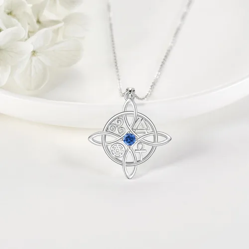Miniatura 72 de YAFEINI Collar con dije de nudo de bruja de plata de ley, amuleto de bruja de cruz celta, regalo para mujer