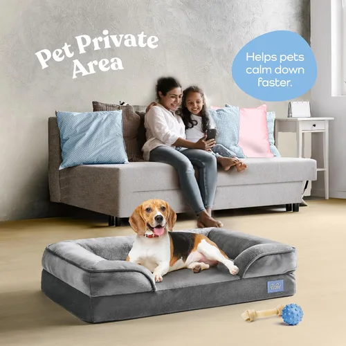 Miniatura 6 de Sofá cama ortopédica para perros – Camas ultra cómodas para perros medianos – Cama transpirable e impermeable para mascotas – Sofá cama de espuma