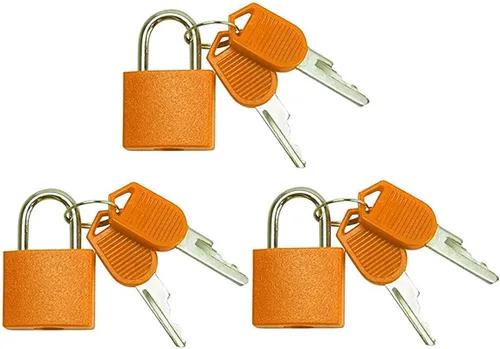 Miniatura 7 de 3 piezas de candado de metal sólido de latón macizo, mochila, diario, joyero, manualidades, cerradura de enseñanza escolar con llave y cubierta Azul