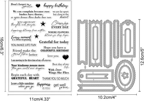 Miniatura 2 de INFUNLY 2 sellos y troqueles de palabras de bendición para hacer tarjetas, palabras alentadoras, citas motivacionales, sellos transparentes