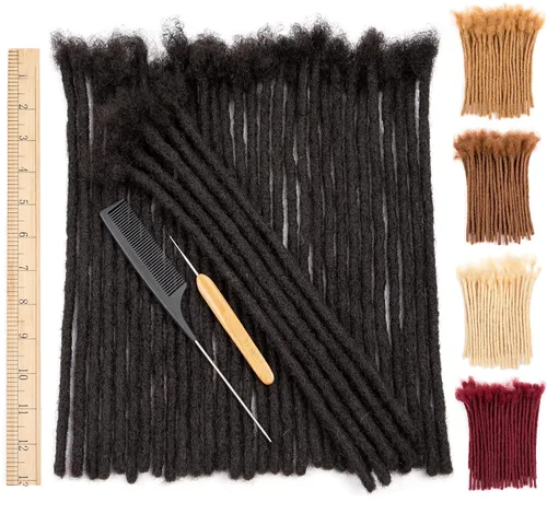 Miniatura 24 de DAIXI 0.2cm y 0.4cm y 0.6cm y 0.8cm de grosor 4-18 pulgadas 10 hebras extensiones de rastas de cabello humano 100% real para hombres/mujeres