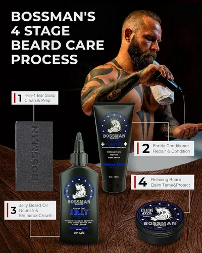 Miniatura 8 de Bossman Paquete de aceite de gelatina para barba para hombre, paquete de 2, 8 onzas (Royal Oud + Vetiver X Scents), suaviza, hidrata y acondiciona
