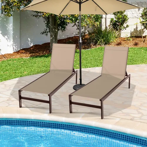 Miniatura 9 de Giantex Tumbona para patio, silla para tomar el sol al aire libre, tumbona reclinable con 6 posiciones ajustables, marco de aluminio, sillas