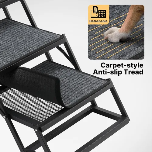 Miniatura 7 de Veehoo Escalones plegables para perros grandes, rampa plegable de 4 escalones para vehículos de automóvil de 17 pulgadas de ancho, escalera portátil