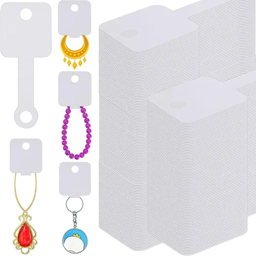 Ctosree 1000 unidades de pulseras autoadhesivas para exhibir tarjetas, collares, tarjetas de venta para llavero, aretes, collar, banda para el Blanco