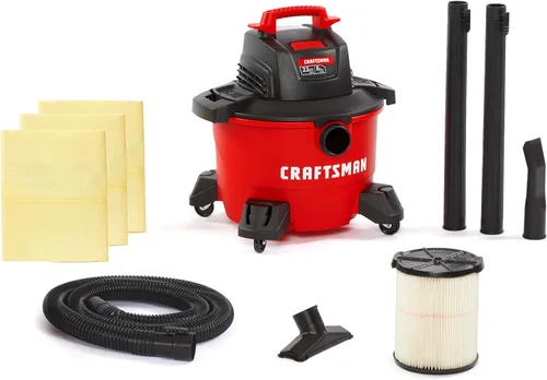 Miniatura 11 de CRAFTSMAN CMXEVBE17584 Aspiradora húmeda y seca de 6 galones, 3.5 pico de HP, aspiradora portátil para tienda húmeda y seca con filtro, bolsa