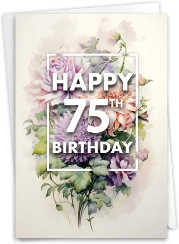 Miniatura 11 de NobleWorks Tarjeta de felicitación de cumpleaños 75 con sobre de 5 x 7 pulgadas (1 tarjeta) número pastel 75 C10117MBG