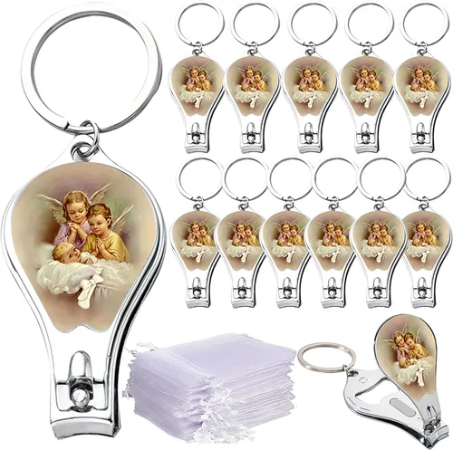 Miniatura 7 de 12 llaveros de bautismo de ángel con cortaúñas y abridor de recuerdos de fiesta para bebés niños y niñas/recuerdos de bautizo/regalo