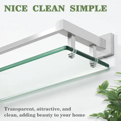 Miniatura 4 de Estantes de vidrio Alise para pared de baño, estante de baño de vidrio templado montado en la pared, estantes flotantes modernos que ahorran espacio