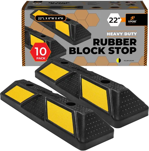Miniatura 45 de Xpose Safety Tope de goma resistente de 22 pulgadas para estacionamiento, paquete de 2 bloques de ruedas para garaje, entrada o rampa, tope