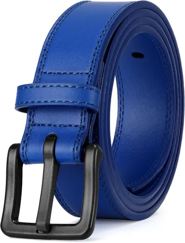 Miniatura 16 de XZQTIVE Cinturón de cuero hipoalergénico sin metal para hombre, cinturón de cuero para jeans y vestido, sin níquel, con hebilla negra