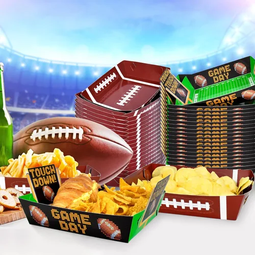 Miniatura 4 de Kit de suministros para fiesta de fútbol de Gatherfun para 36: Platos grandes de comida de fútbol, tazones desechables, bandejas de comida - Ideal