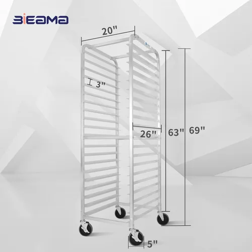 Miniatura 2 de BIEAMA Estante para bandejas de 20 niveles, estante para panecillos NSF, estante de panadería de aluminio, estante de enfriamiento para panadería
