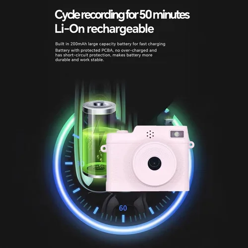 Miniatura 6 de Mini cámara con llavero, mini cámara digital, cámara retro de 1080P con tarjeta de 32 GB, lente gran angular, luz flash LED, fotos nostálgicas, gran