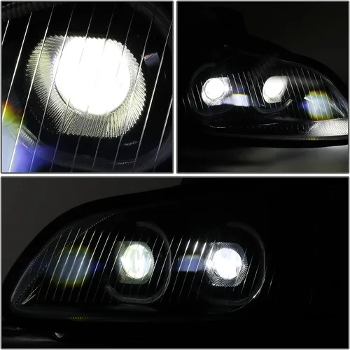Miniatura 4 de DNA MOTORING HL-HAY-015-BK - Par de faros delanteros de señal de giro DRL con doble LED Halo, proyector de haz alto/bajo, compatible con Negro