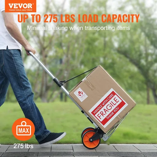 Miniatura 2 de VEVOR Camión de Mano Plegable y Dolly, Capacidad de 275 Libras, Carro Plegable de Aluminio, Carrito de Equipaje de Alta Resistencia con Mango