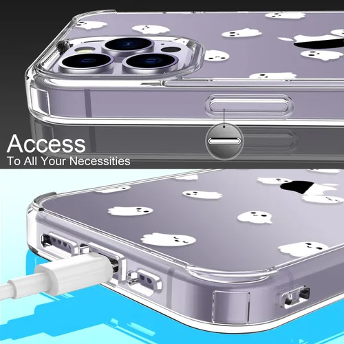 Miniatura 5 de LUHOURI Funda diseñada para iPhone 14 Pro Max con protector de pantalla, acrílico transparente para mujeres y niñas, funda protectora de ajuste