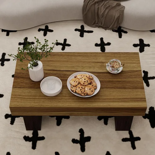 Miniatura 3 de Mesa de centro de granja, mesas centrales rectangulares de madera de 42 pulgadas con base gruesa, modernos muebles de té de cóctel bajos para sala