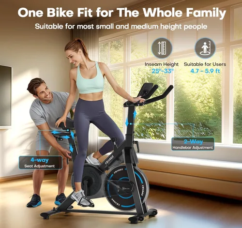Miniatura 8 de CHAOKE - Bicicleta estática silenciosa, resistencia magnética, capacidad de 300 libras, para el hogar, compatible con aplicaciones, bicicleta