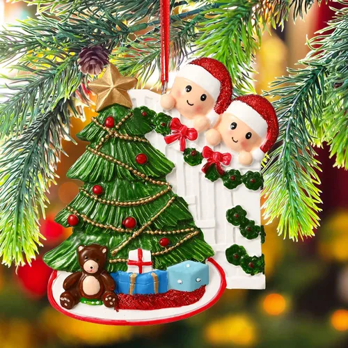 Miniatura 4 de Adornos de Navidad personalizados 2025, familia de 2, 3, 4, 5 y 6, adorno de Navidad personalizado con nombres, adornos familiares personalizados