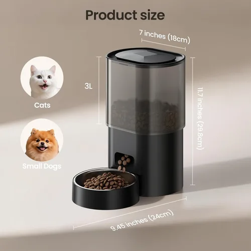 Miniatura 9 de Alimentador automático para gatos y fuente de agua 5G WiFi dispensadores de comida para gatos, control remoto por aplicación, alimentación