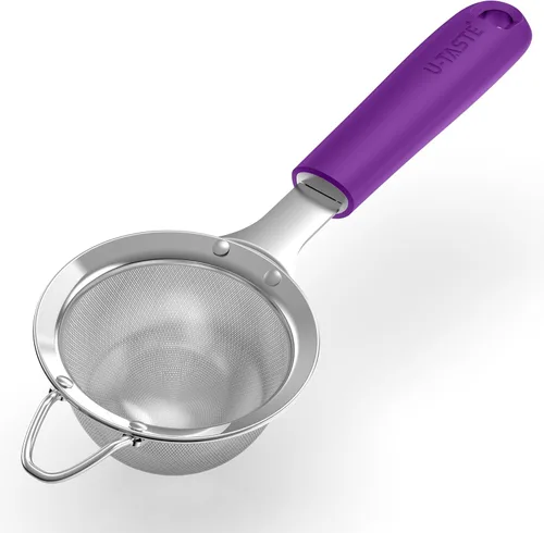 Miniatura 20 de U-Taste Colador pequeño de malla fina: 18/8 de acero inoxidable, 8,5 cm, 30 malla, colador de cocina de malla fina con asa de silicona remachada (4)
