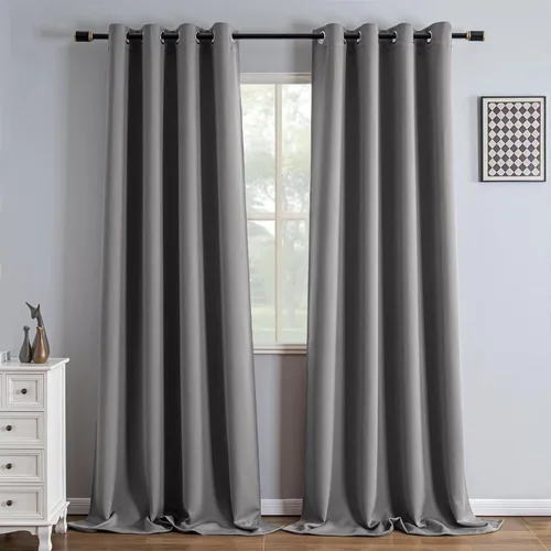 Miniatura 53 de IGEMAEVE Cortinas 100% opacas de 108 pulgadas de largo para dormitorio, juego de 2 paneles de cortinas opacas con bolsillo para barra y pestaña