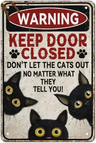 Miniatura 21 de Cartel de metal de aluminio con texto en inglés "Cat Kitty-I Read Books And Drink Tea", regalo para amantes de los gatos, para baño, jardín