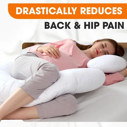 Miniatura 6 de Cheer Collection Almohada corporal en forma de J – Almohada alternativa de plumón de cuerpo completo para dormir de lado, embarazo, cuello y hombro